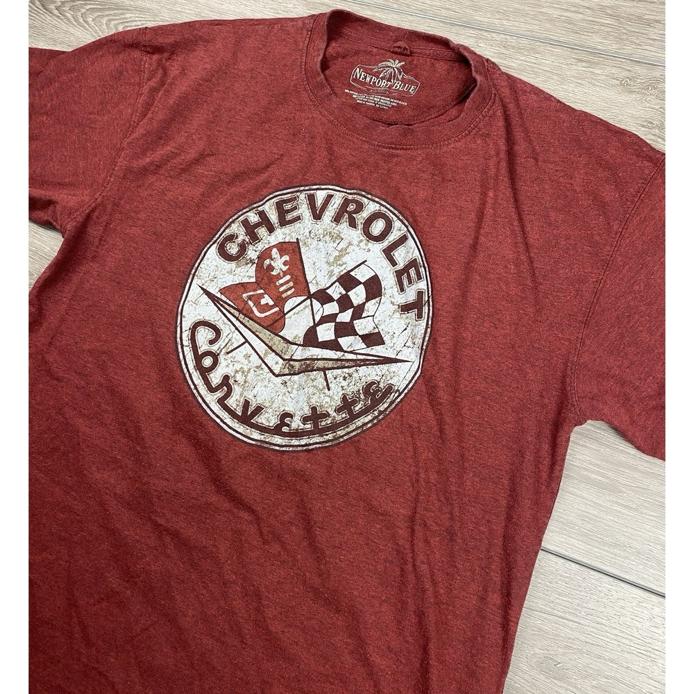 Newport Blue Men's Corvette Graphic Logo Distressed T Shirt Red Size XL
